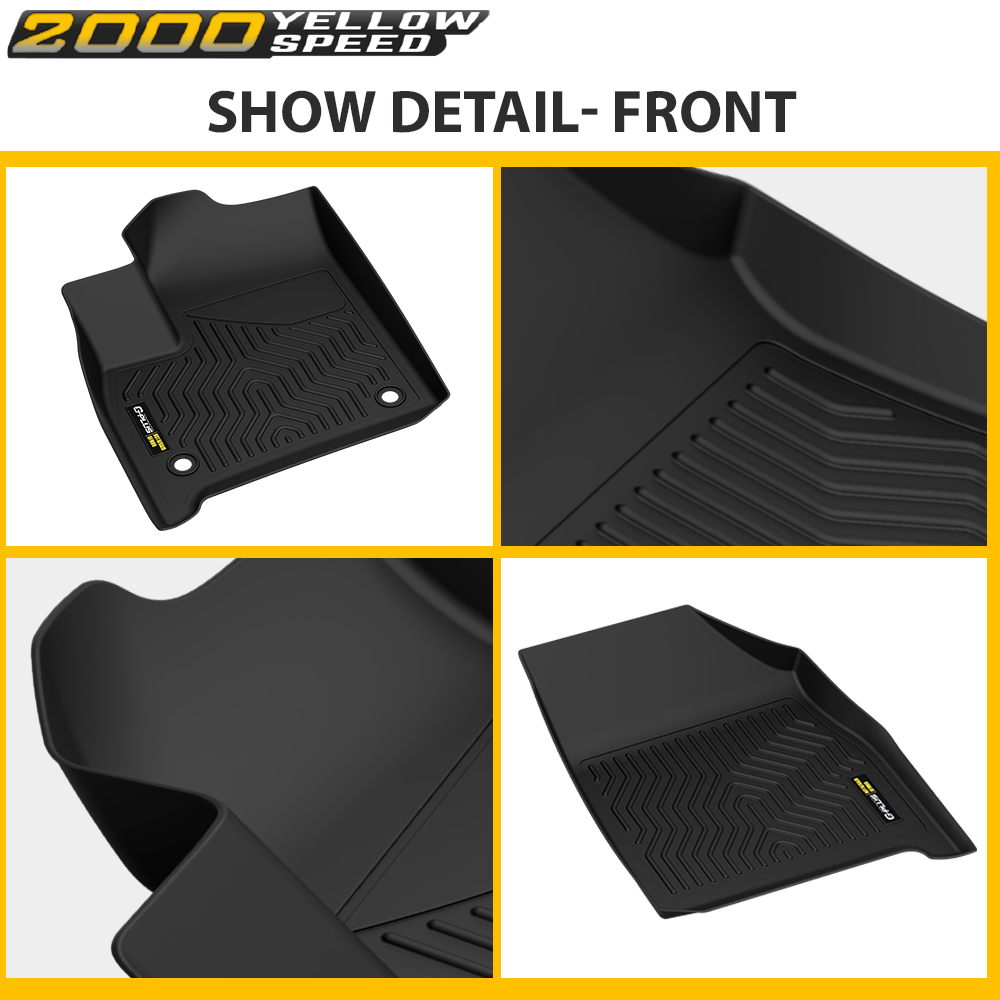 thumbnail interactive-video image 1 of Transmotor2013 TPE All-Weather Floor Mats For 2018-2025 Chevy Traverse 7-Seat – Black Rubber Liners, Full Set 1 of 2