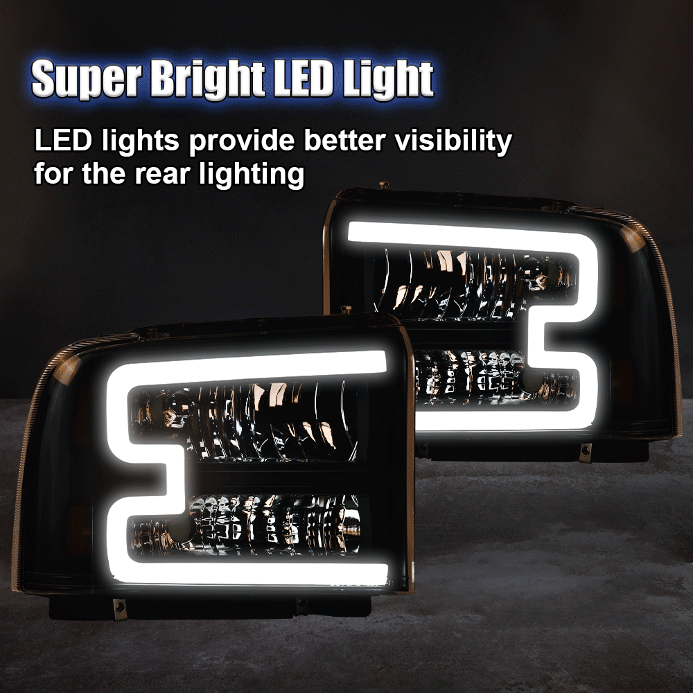 2005-2007 F250 Projector Headlights HECASA Projector Headlights With LED DRL For 2005-2007 Ford F250 F350 F450 Super Duty - Pair Headlights For Ford F-450 Super Duty - Foto 6