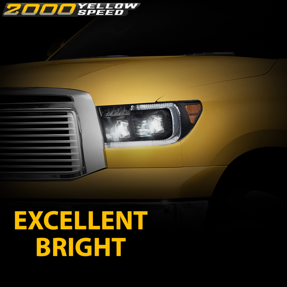 Fit For Toyota 07-13 Tundra 08-17 Sequoia Black LED Tube Projector Headlights