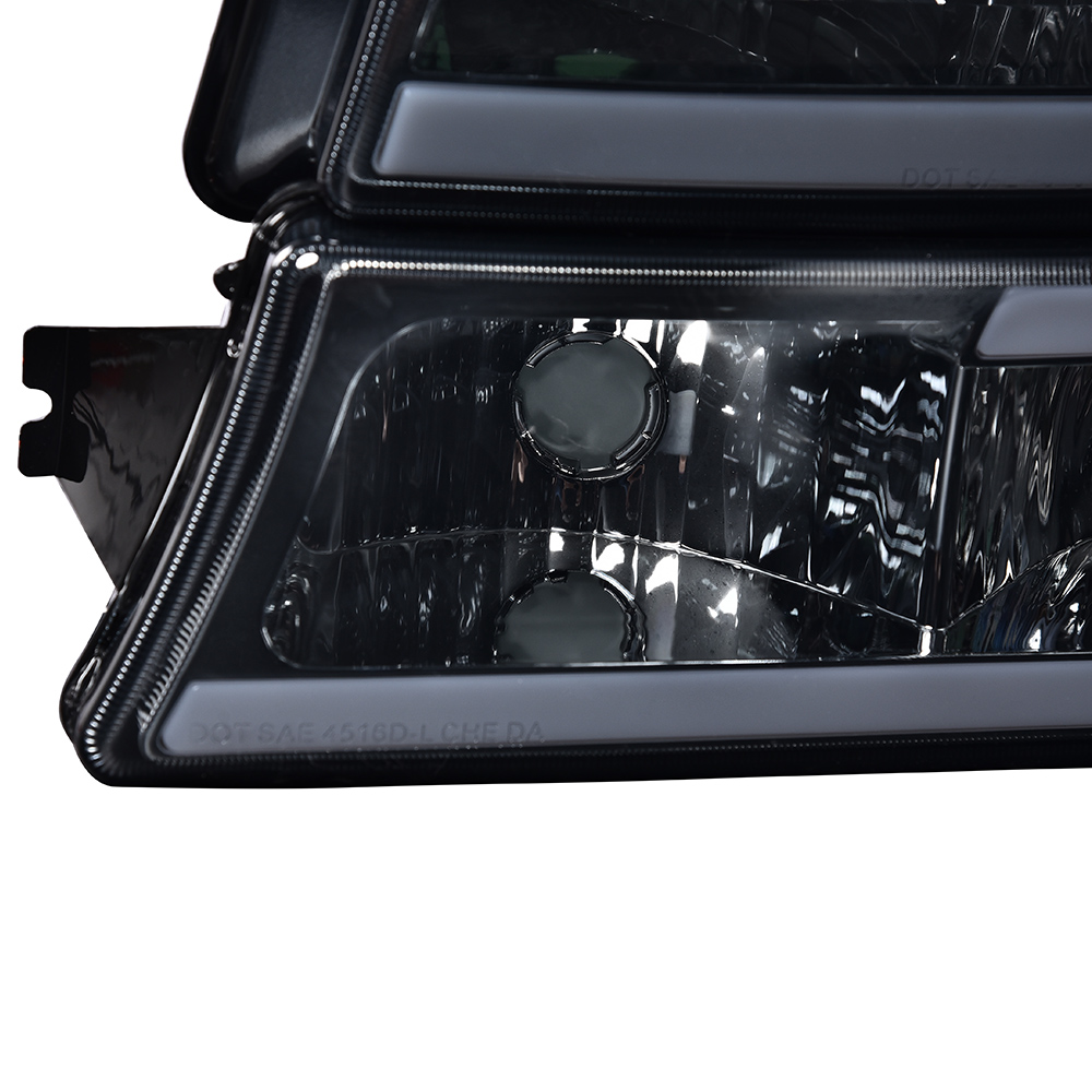 thumbnail image 2 of VR Auto Parts Black Smoked LED DRL Headlights For 2003-2007 Chevy Silverado & Avalanche – Bumper Lamp Assembly Set 2 of 6