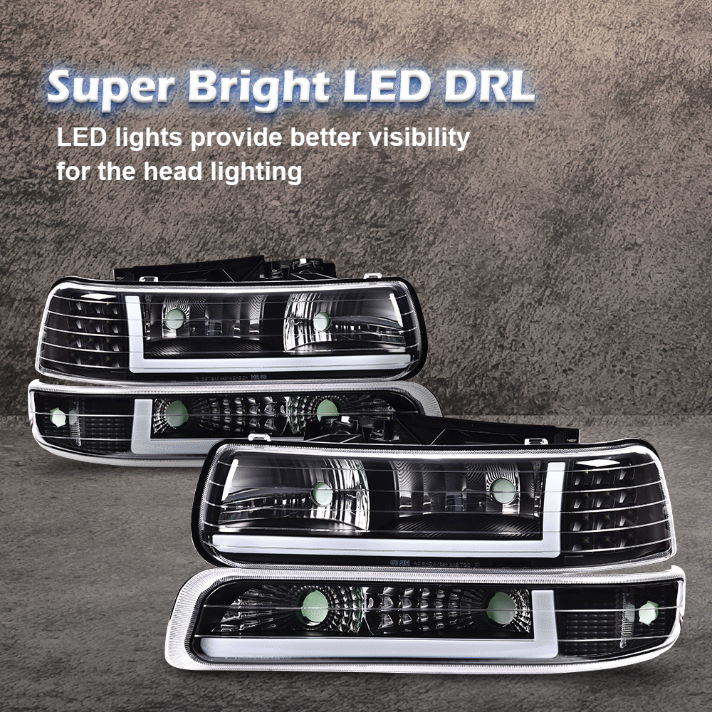 Sell 99-02 SILVERADO 1500/2500 HEADLIGHT CHROME BUMPER LAMP CLEAR FOG LAMP LED DRL In Walnut - Foto 3
