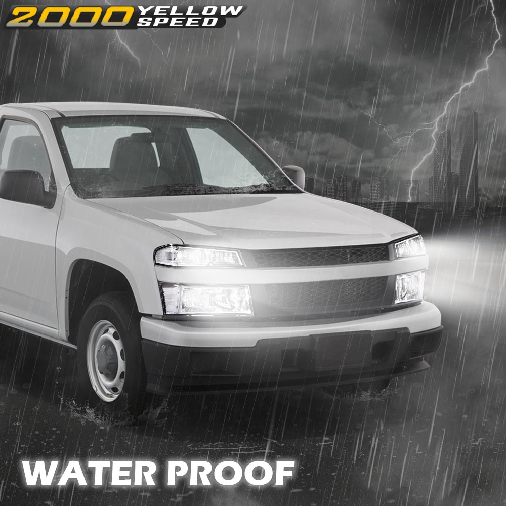 4-Piece Clear Lens Chrome Headlight Set For Chevy Colorado & GMC Canyon (2004-2012)