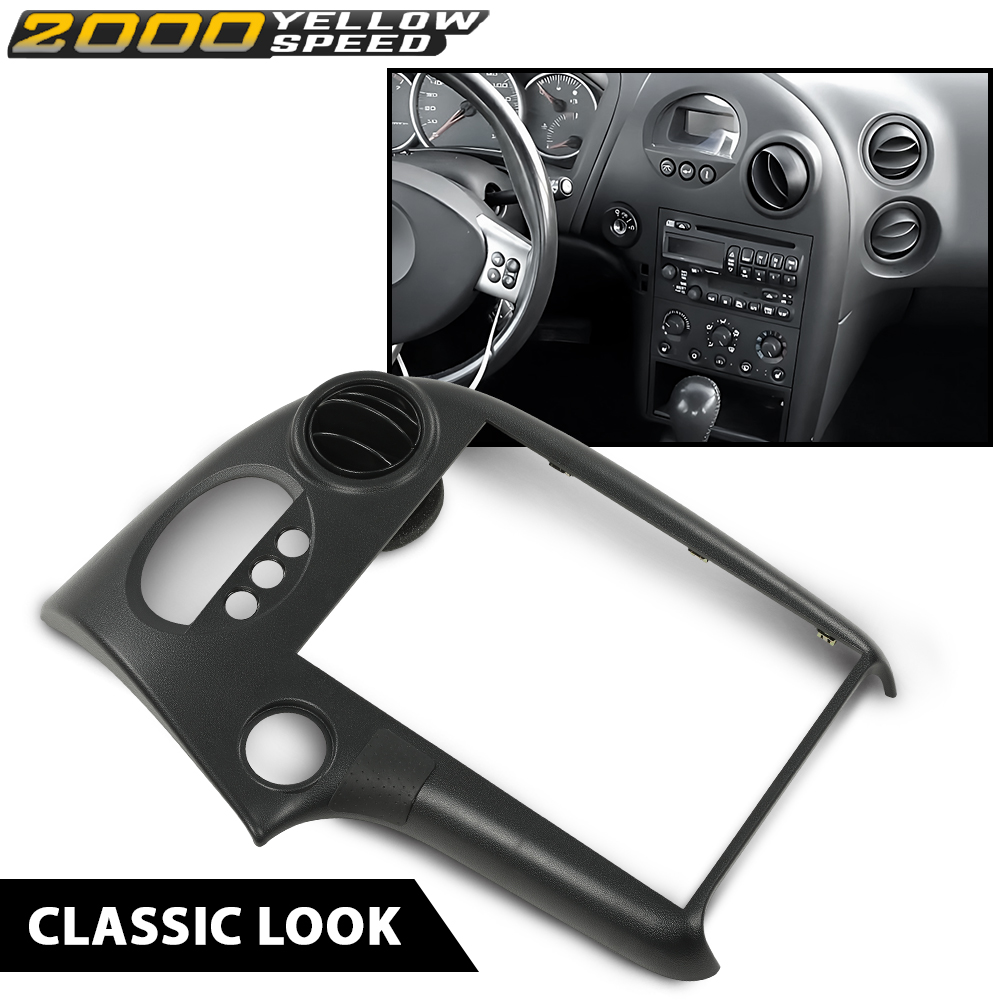 Dash Radio Bezel Trim For 2004-2008 Pontiac Grand Prix – 3-Button Center Console, Black Plastic Direct Replacement