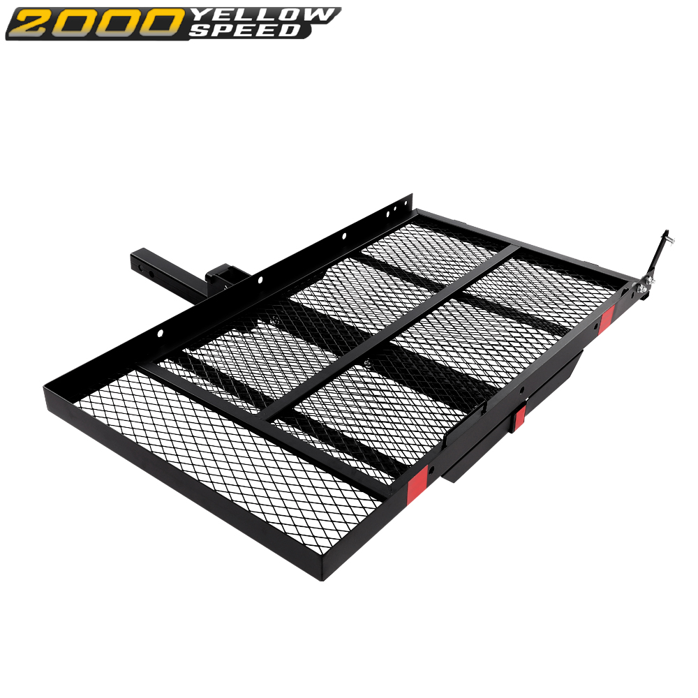 47" Hitch Mount Cargo Carrier Hitch Cargo Rack with Integrated Folding Ramp